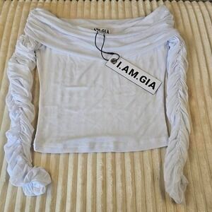I.AM.GIA Top Quartz‎ Women's XS White Shear Off Shoulder NWT